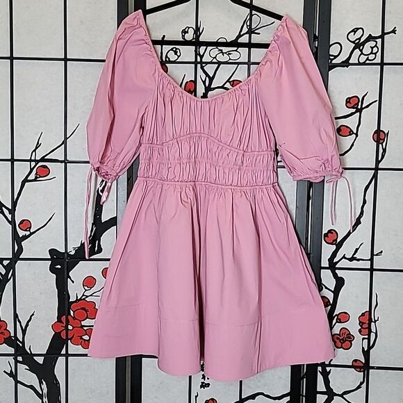 STAUD Faye Puff Sleeve Mini Dress Size XL - Picture 3 of 10